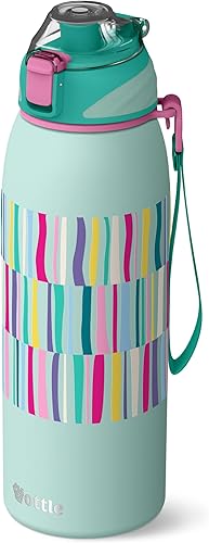 Miniatura 18 de Ottle Reef Roamer - Botella de agua de acero inoxidable, frasco aislado de 34 onzas con tapa a prueba de fugas, sin BPA y asa de transporte, botella