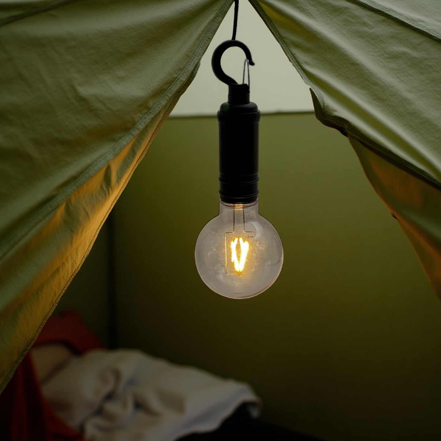 Gloworm Lampe de table LED 2 en 1 et lampe de camping avec crochet portable et support triangulaire, alimentée par piles, minuterie 6H, étanche, matériau ABS et PET, pour décoration intérieure et