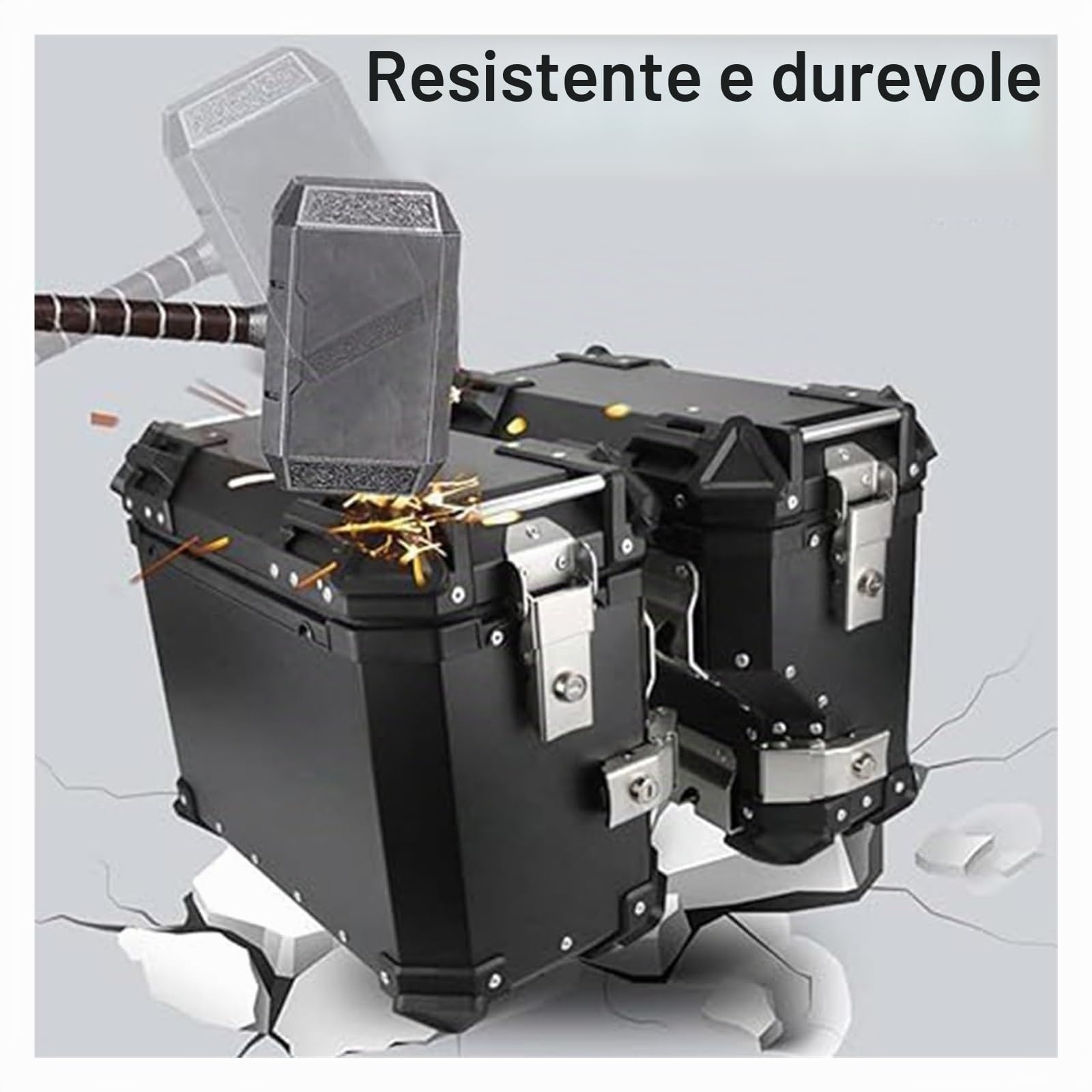 Dmmfmfterl 38L alluminio valigie laterali per motocicli coppia valigie laterali per motocicli valigia bagagli con supporto di montaggio e serrature di sicurezza impermeabili (nero, 45 x 36.6 x 22