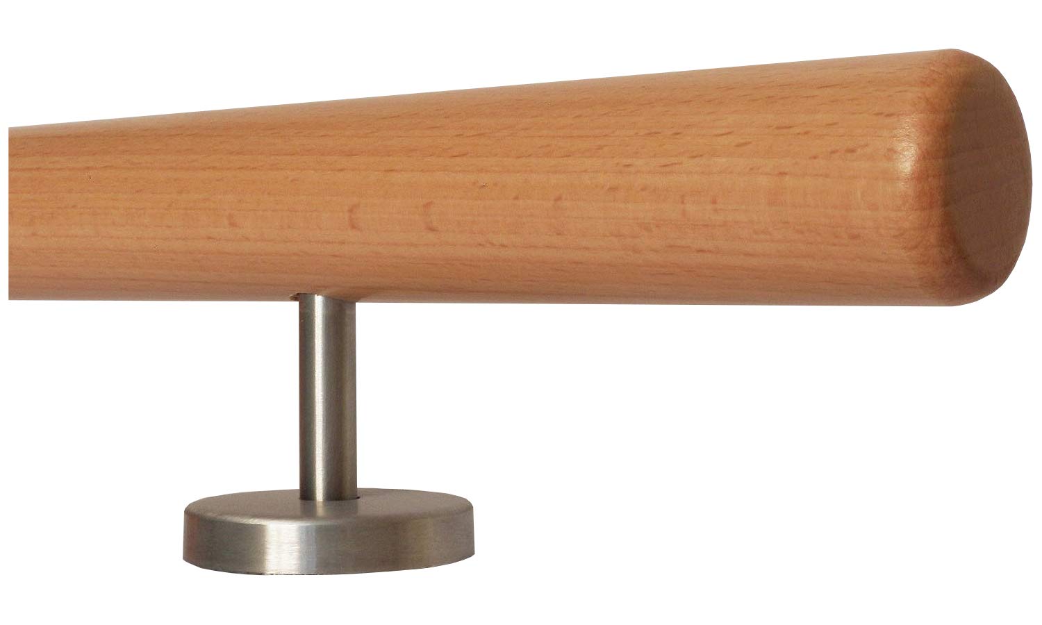 TIBU Buche Holz Handlauf 0,3-5m Treppe Wandhandlauf Geländer, Länge 160 cm mit 3 gerade Halter und Enden Radius gefräst