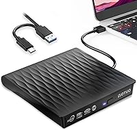 Vista 12 de Unidad externa de CD/DVD, USB 3.0 portátil y USB-C CD RW, reproductor de DVD, quemador de DVD para laptop, escritorio, compatible con Windows