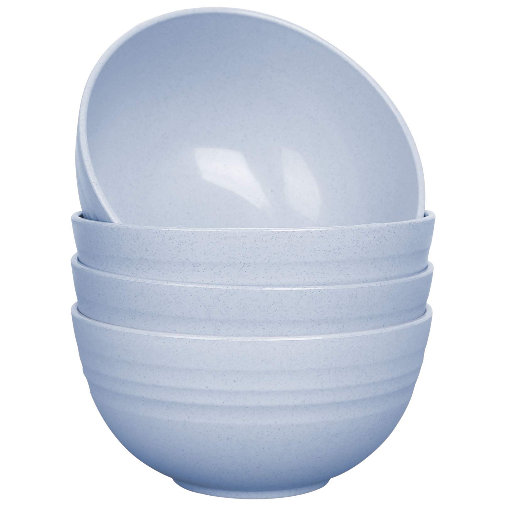 Unbreakable Cereal Bowls - 24 oz Reusable Wheat Straw Bowl Set of 4 - Dishwasher & Microwave Safe - Perfect for Cereal, Soup and Rice - BPA Free, Healthy for Kids Children Toddler & Adult (Blue)