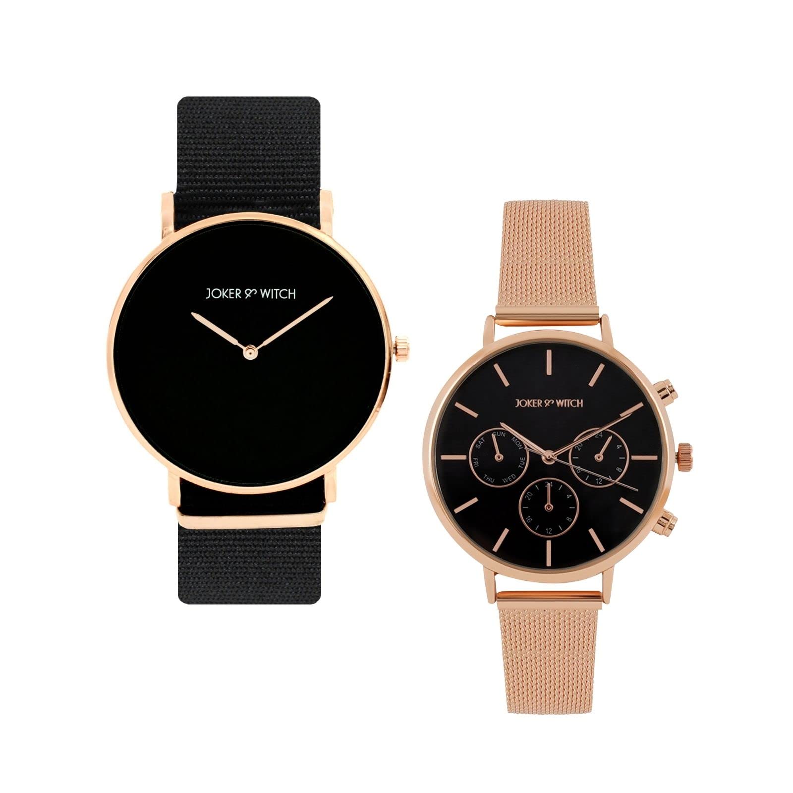 Joker & Witch Synthetic Unisex Pesto & Pasta Black Dial Couple Analogue Watches, Band Color:Assorted (B0BVB5SVCG) Amazon Price History, Amazon Price Tracker