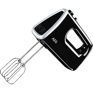 AEG HM3310 - Batidora Amasadora de Varillas - Serie 3, 350W de Potencia, 5 Velocidades, Función Turbo, Varillas Amasadoras, Aptos Lavavajillas, Color Negro