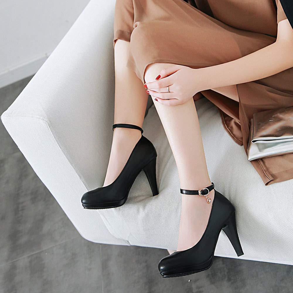 Décolleté Donna, Scarpe Tacco a Cono Eleganti Scarpe da Sposa Tacco Alto Punta Rotonda con Plateau con Cristalli, Numero 31-47
