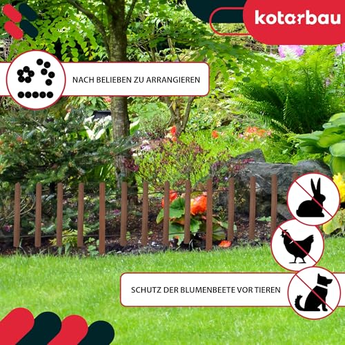 KOTARBAU® Kleiner Holzzaun 30 cm hoch Staketenzaun zum Stecken 180 cm Rollborder Gartenzaun Holz Beetumrandung Rollboarder Teichzaun Beetzaun Beeteinfassung