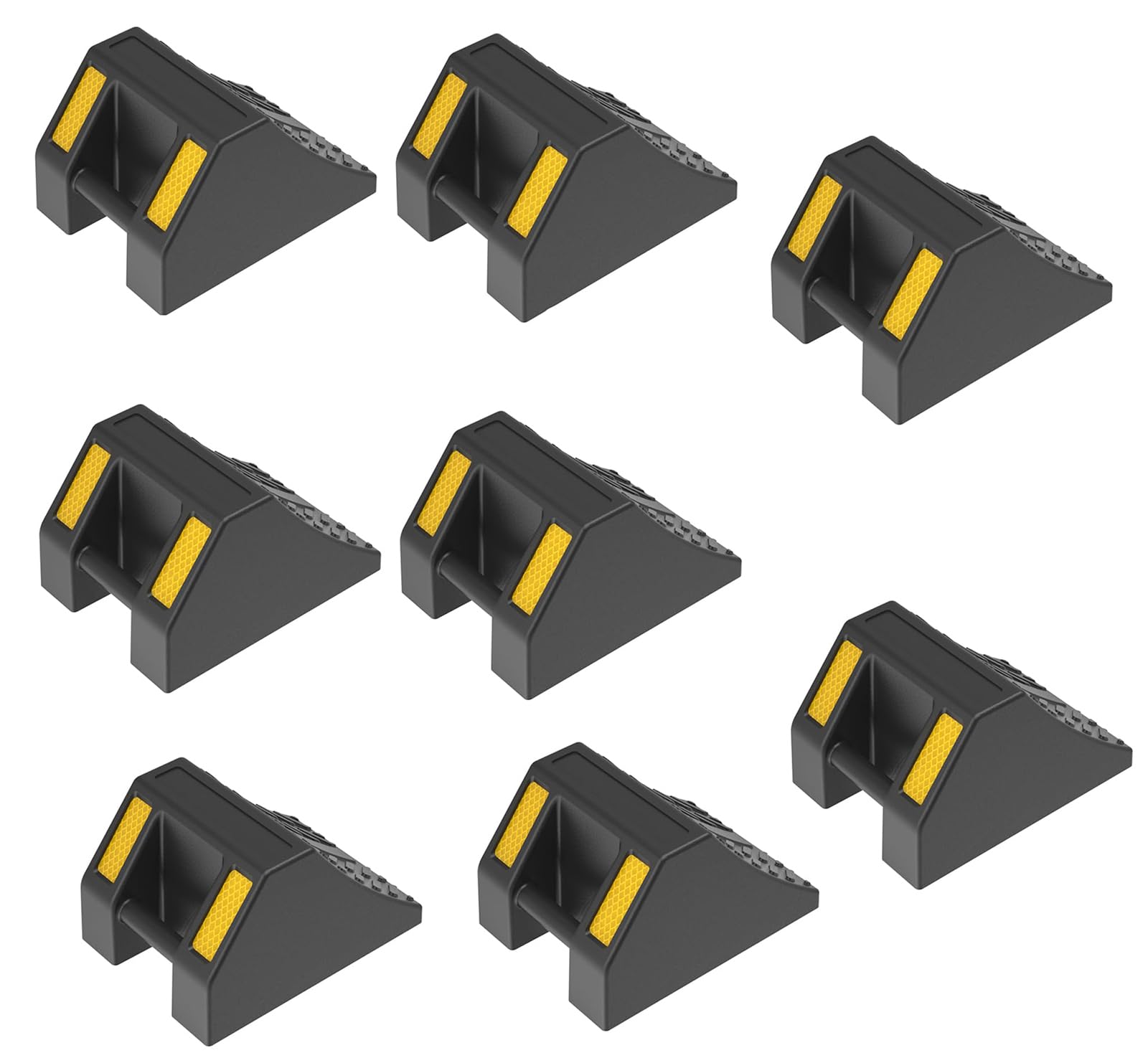 BESEA 8 Pack Truck Wheel Chock Wheel Stopper Non Slip Base，6.6" Length,4" Height,4.8" Width，Help Keep Your Trailer RV in Place High Reflectivity (Pack