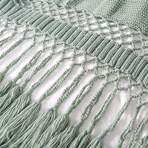 Luxury Sofa Knitted Throw Blanket Handmade Super Soft Warm Stylish Throw 120x180cm Cozy Bed Chair Garden Settees Couch Car Seat Travel Blankets with Tassels for All Season, Green