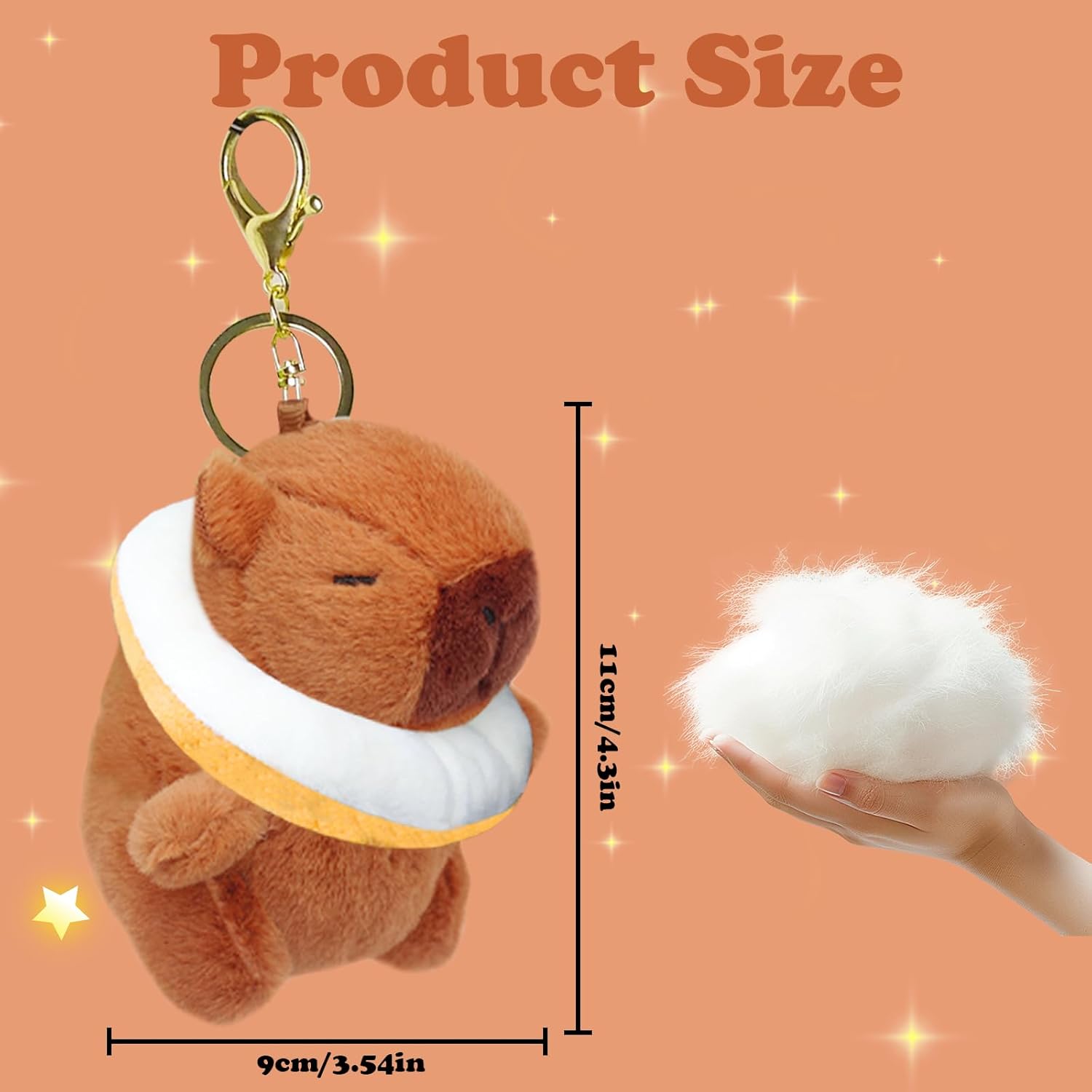 2 Pcs Capybara Plush Keychain,Cute Small Capybara Mini Stuffed,Animal 4'' Cute Capybara Plush Toy Doll Key Chain for Back to School Gifts Exchange Birthday Party Valentine's Day Gifts