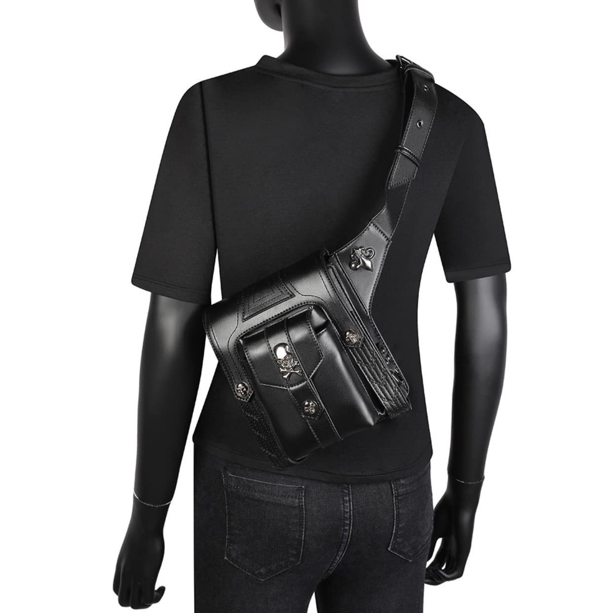 Dajingkj Unisex Trekking Tactical Fanny Pack Steampunk Marsupio Gotico Petto Bag per Moto Ciclismo Viaggi, Fbg012bk, Taglia unica, Zaino da trekking