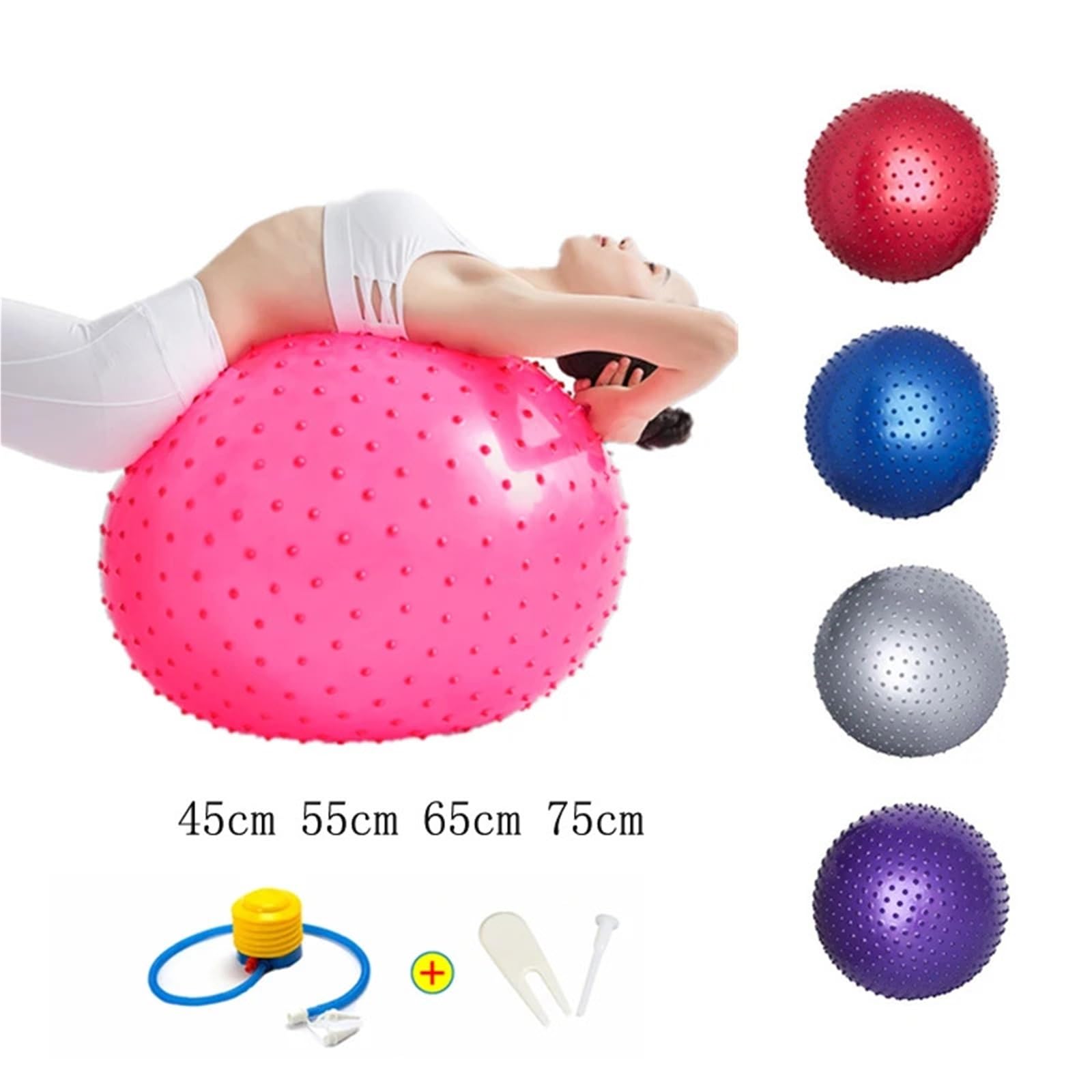 Gymnastikball 45CM 55CM 65CM 75CM Stachelmassageball Sport Yoga Bälle Punkt Fitness Gym Balance Fitball Pilates Workout Übung