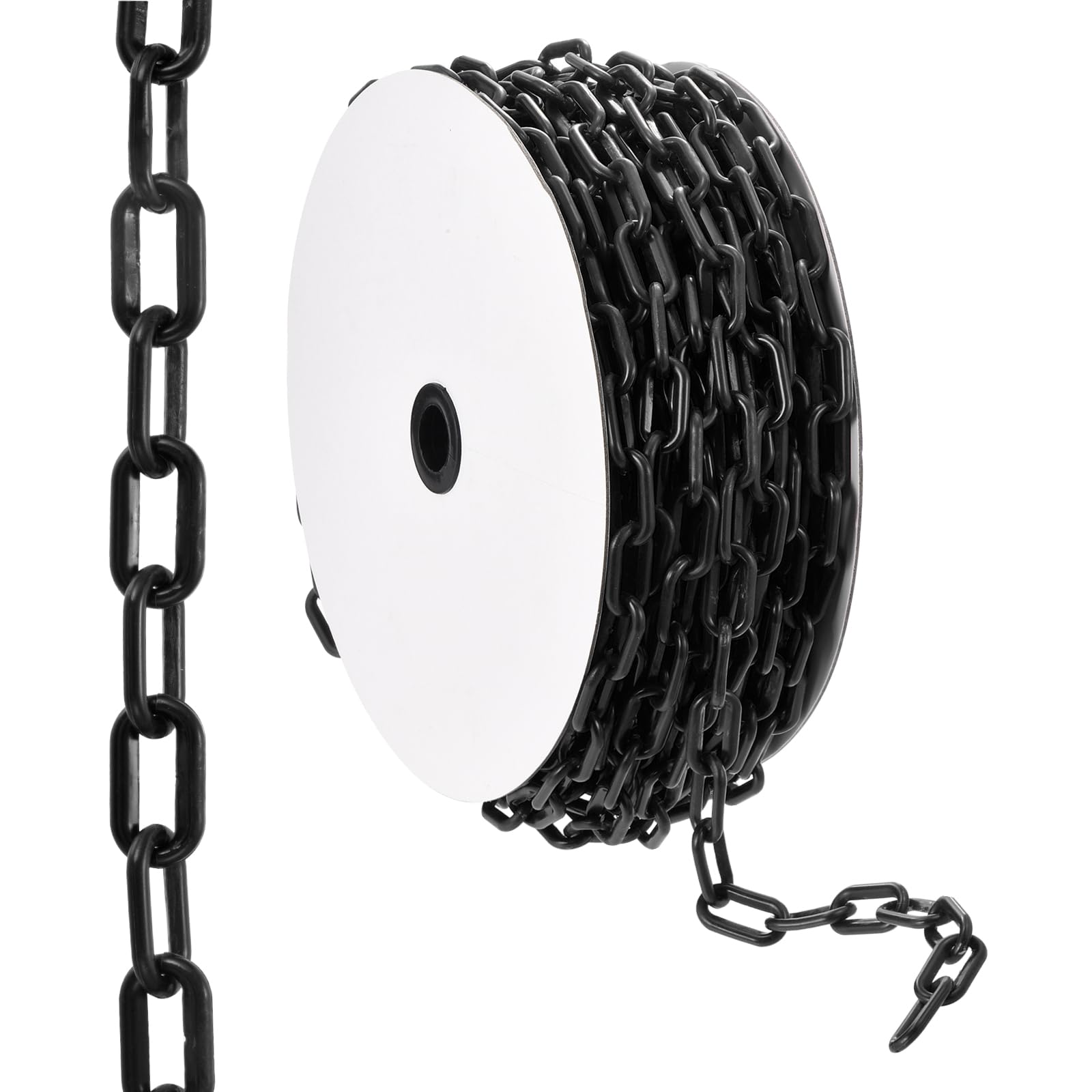 PATIKIL Chaîne barrière plastique 100 pieds, Chaîne sécurité plastique Maillons chaîne barrière contrôle foule pour clôture Portail Jardin Construction Allée Parking Ascenseur, Noir