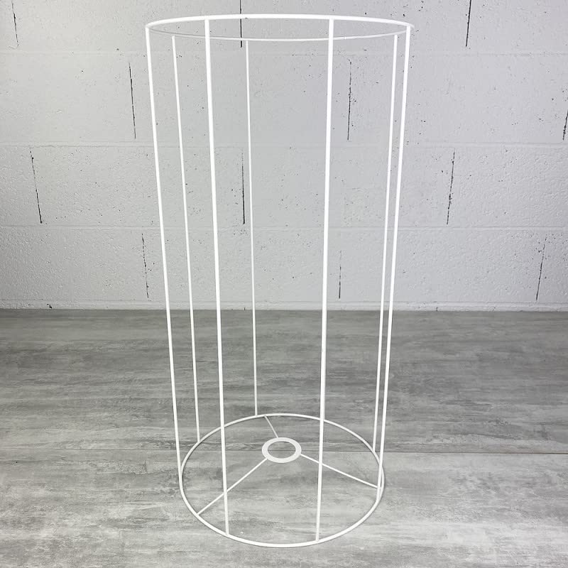 Armature Ronde blanche pour Abat-jour, Hauteur 60 cm et Diam. 30 cm, Douille E27, 38mm, colonne