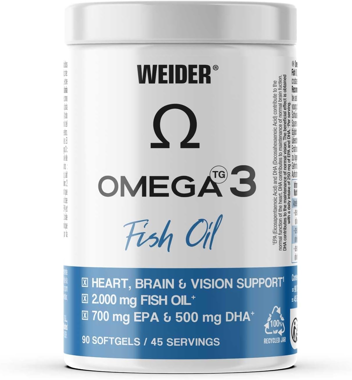 Omega 3 (90 Softgels) with Fatty Acids EPA and DHA, Vitamin E, Support The Normal Functioning of The Heart, Brain and Vision