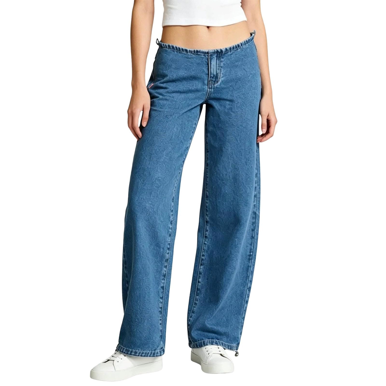 Jeans Donna Larghi Vita Alta Jeans Baggy Larghi Leggeri Pantaloni Elasticizzati Casual Gamba Larga Y2k Pantaloni Denim Vita Alta Curvy Taglie Forti Eleganti Pants Wide Leg con Tasche Hiphop