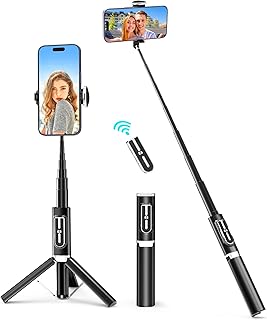 Apsung Selfie Stick Tripod, Cell Phone Tripod Stand All in One Phone Tripod & Selfie Stick with Integrated Wireless Remote, Portable&Lightweight Extendable Phone Tripod for 2.4''-3.55'' iPhone&Android