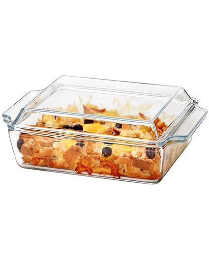 NUTRIUPS Rectangular Glass Casserole Dish With Glass Lid Glass Bakeware Glass Microwave Bowls Lidded Small Casserole Dish (1.5L)