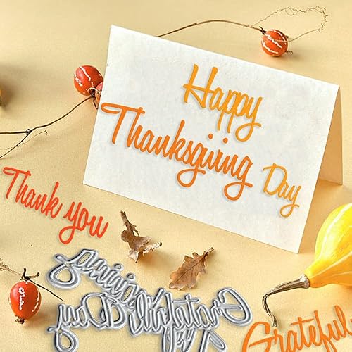 Miniatura 4 de Troquel de corte de metal con palabras agradecidas de Acción de Gracias para hacer tarjetas y decoraciones de álbumes de fotos, letras de