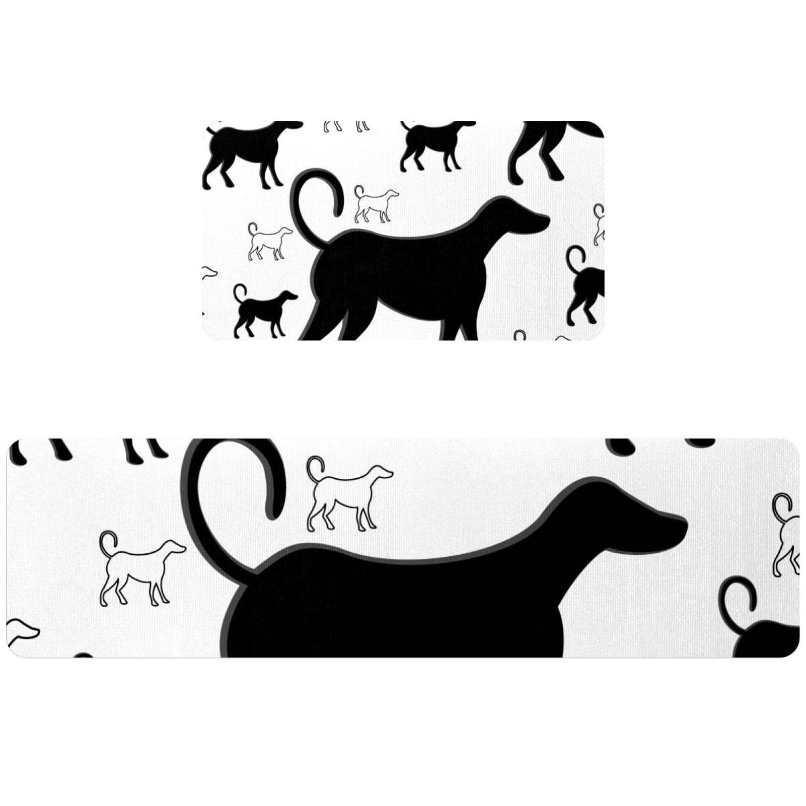 Alfombrillas de cocina de diseño perro blancas 2 alfombras lavables antideslizantes absorbentes
