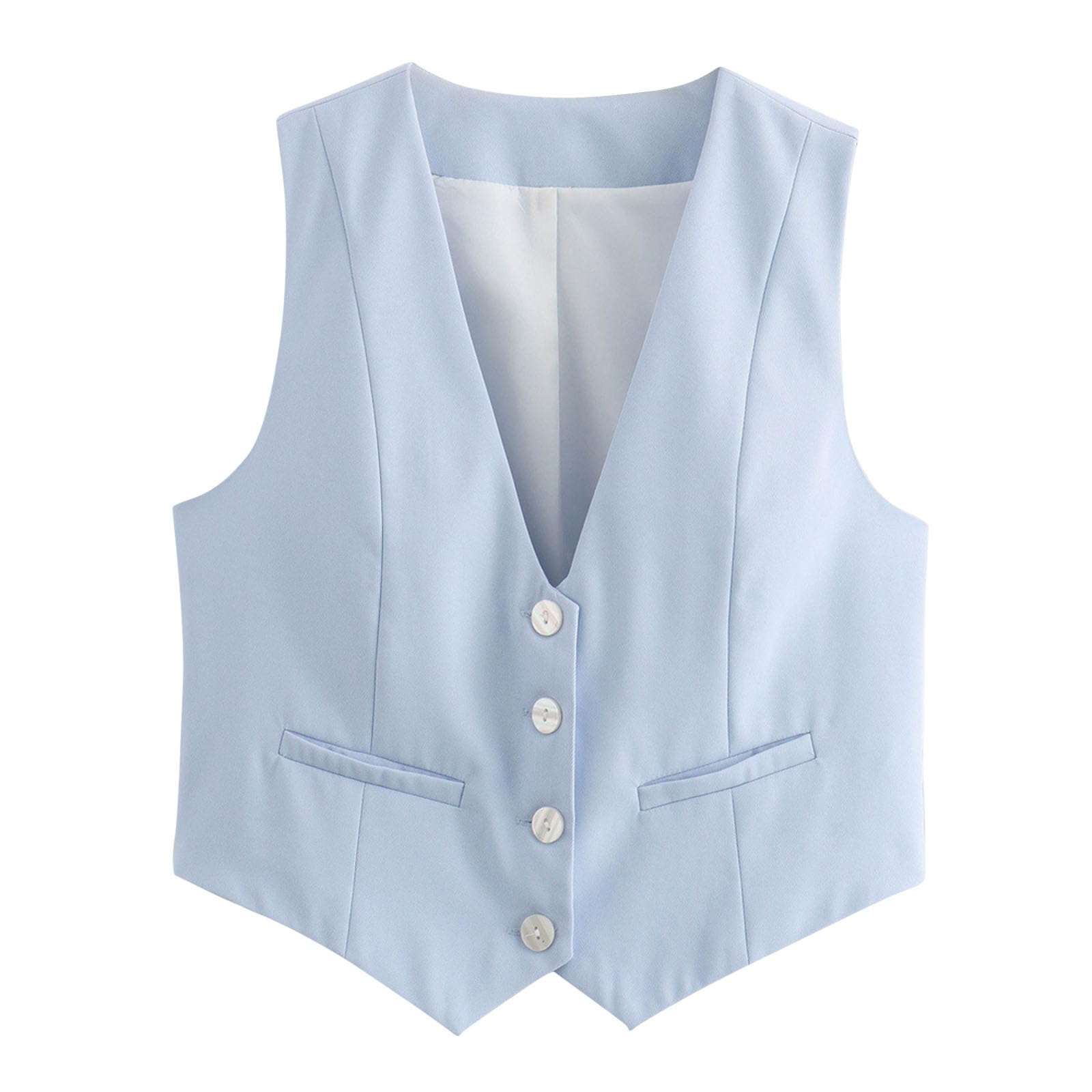 AOREUGL Omen Buttons Crop Waistcoat for Business Fall Fashion