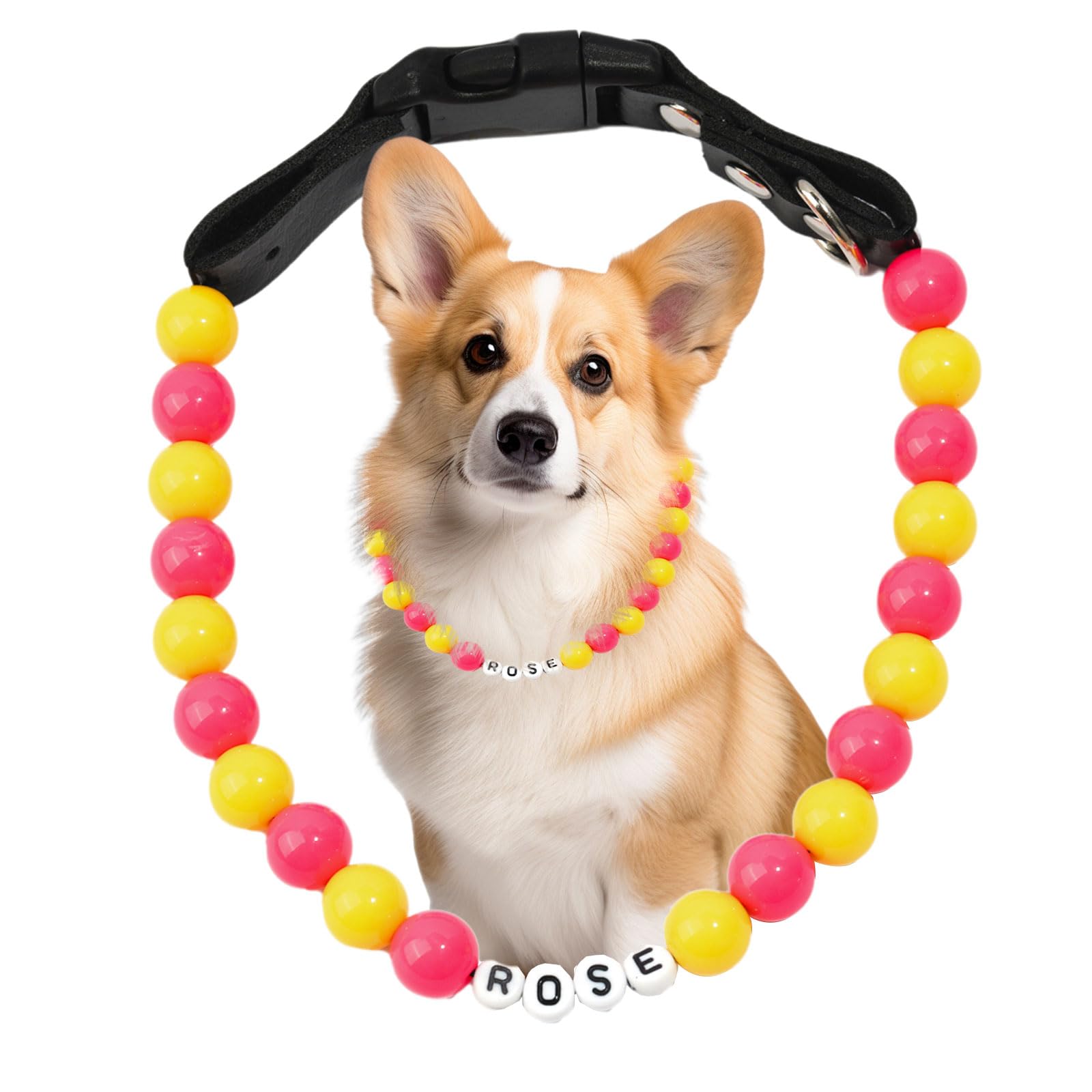 Uniqora Personalised Beaded Dog Collar,Custom Dog's Name Collar,Customized Dogs Beaded Necklace Collars with Buckle,Dog Cat ID Collars,Gifts for Pet (Style 1)