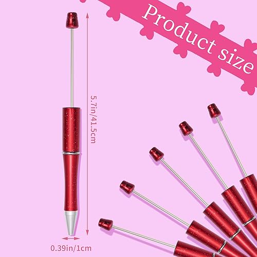 Miniatura 2 de jiebor 20 bolígrafos rojos con cuentas de plástico a granel con 50 bolígrafos de tinta negra, bonitos bolígrafos de bricolaje para niños, mujeres,