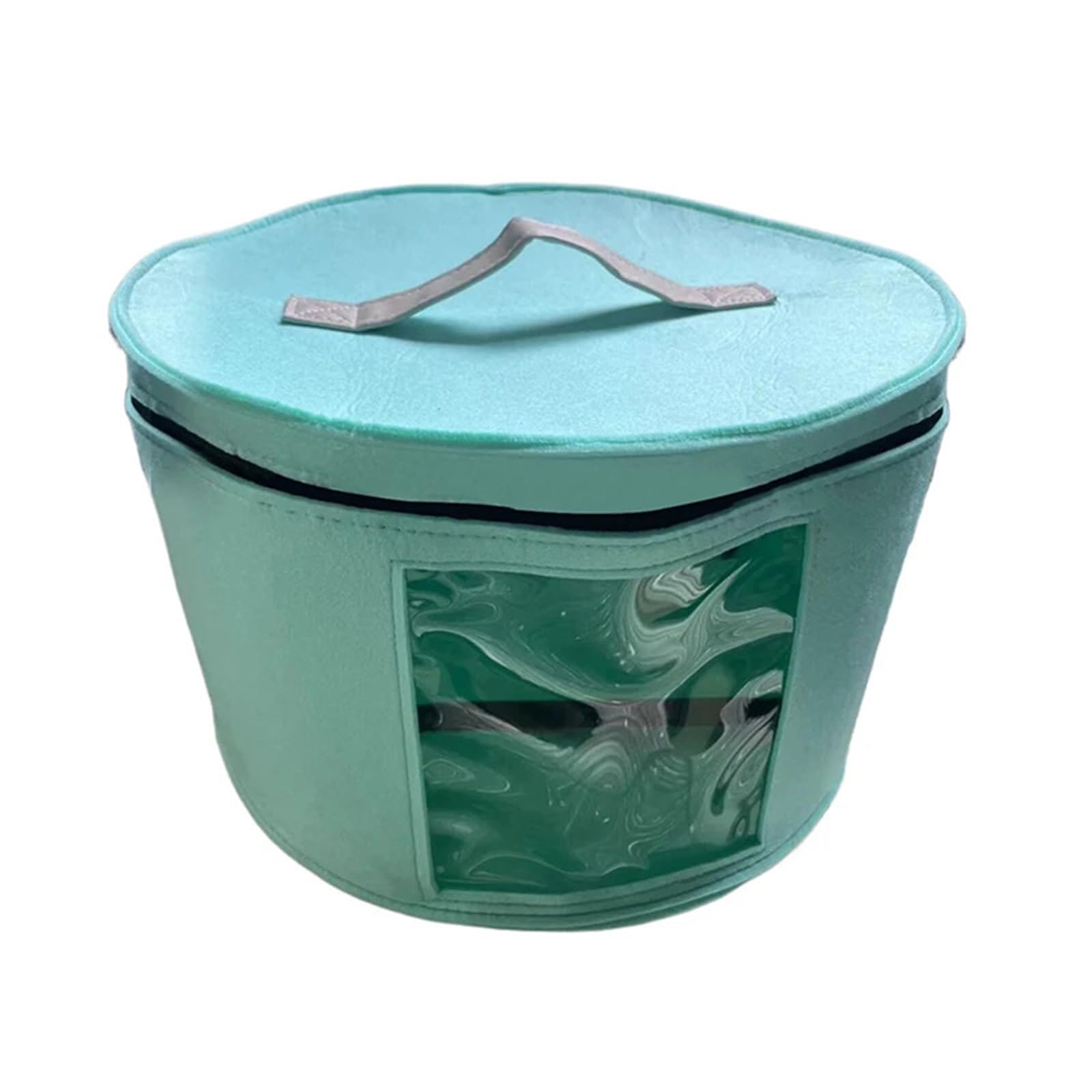 YUSUZH Hat Storage Box Case Household Round Felt Hats Bucket Clothes Organizers With Zippered Lid Travel Bags for Closet or Travel(Green)