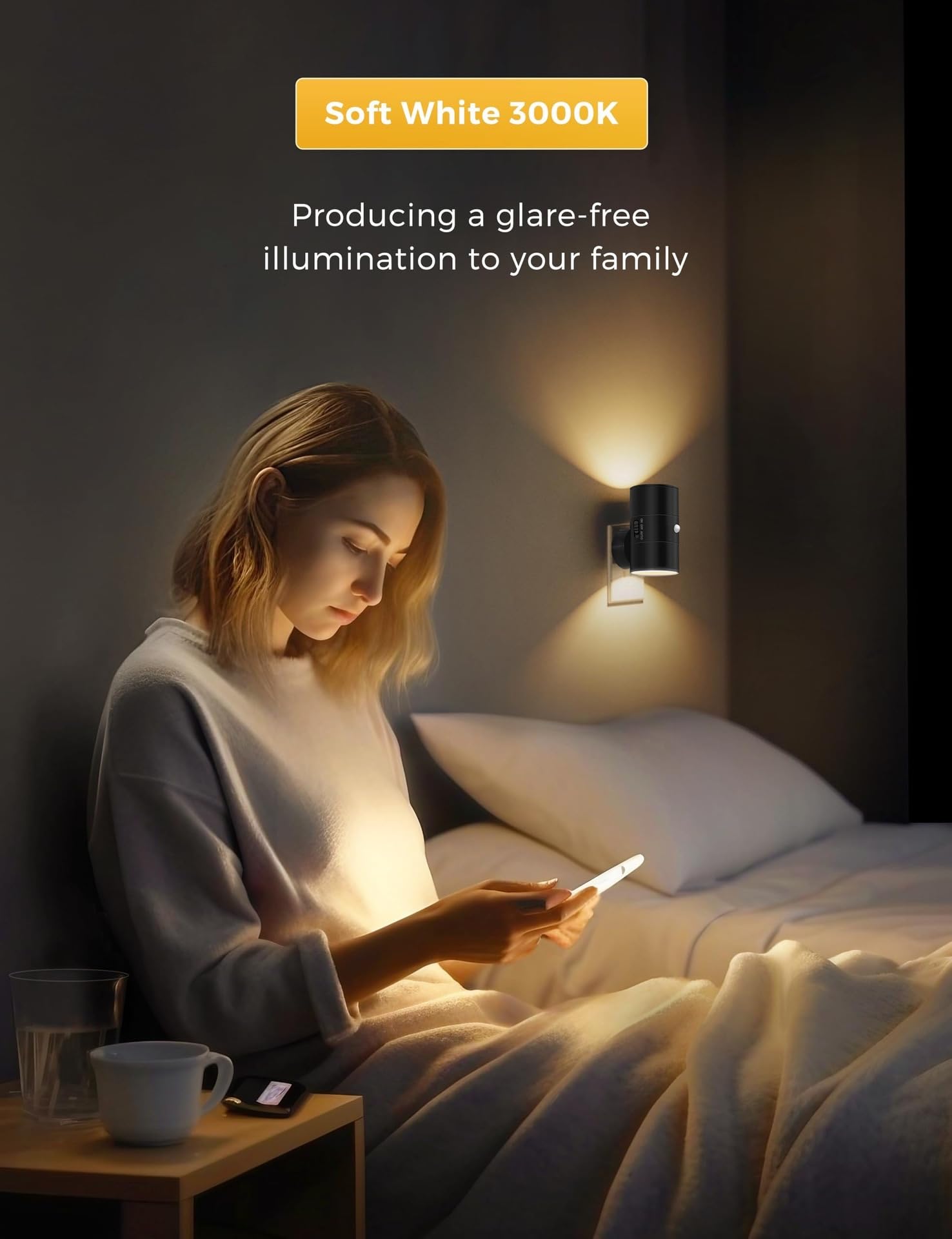 2 opakowania jasnych lampek nocnych LED z wtyczką do gniazdka ściennego, ściemnialna lampka nocna z wtyczką, czujnik światła, dekoracyjna dioda LED do korytarza, łazienki i kuchni