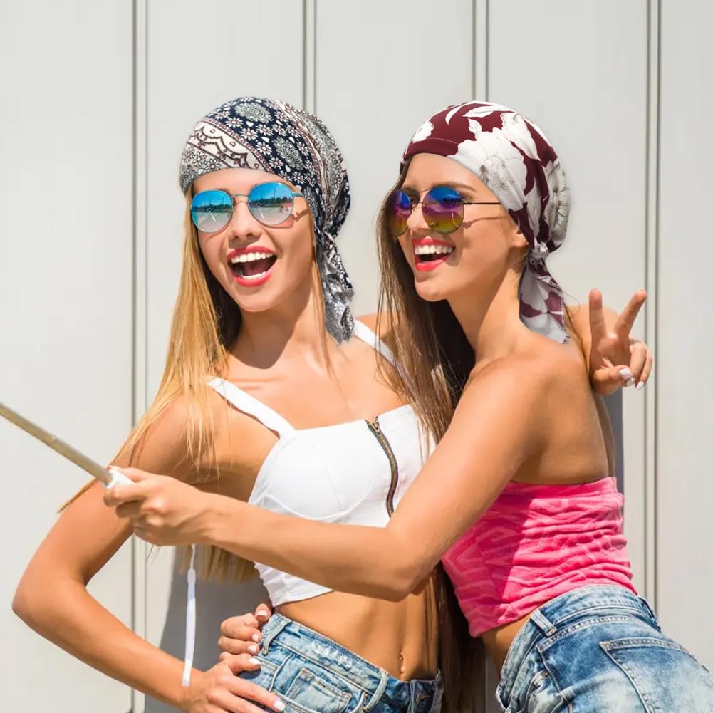 Chemo-Kopfbedeckung für Damen, vorgebundene Kopftücher, Turban, Beanie-Mützen, Krebs, Kopftuch für Haarausfall, 6 Stück