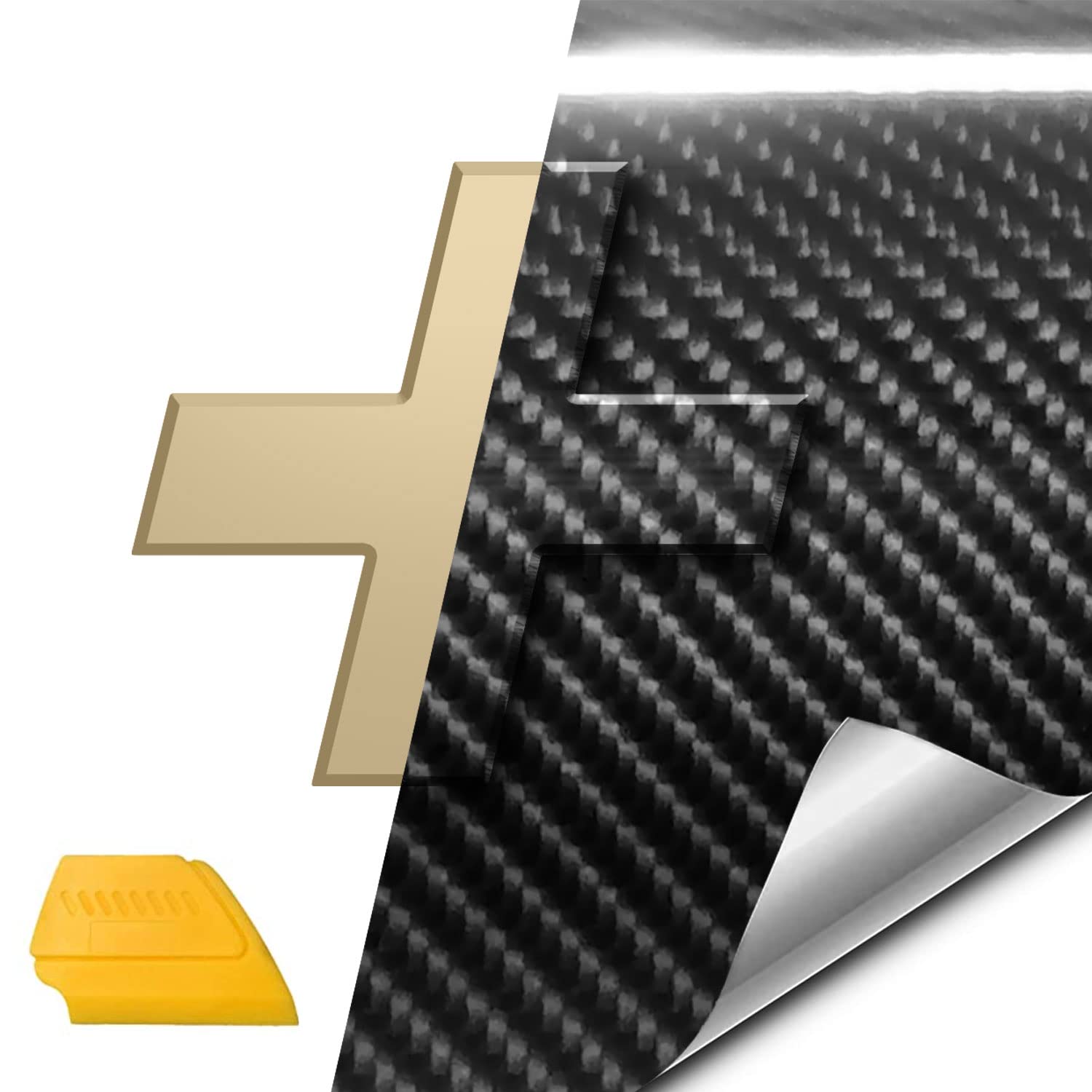 VViViD Gloss Black Carbon Fiber Car Wrap - 6 Sheets 11.8x4 Inch For Chevy Bowtie Emblem