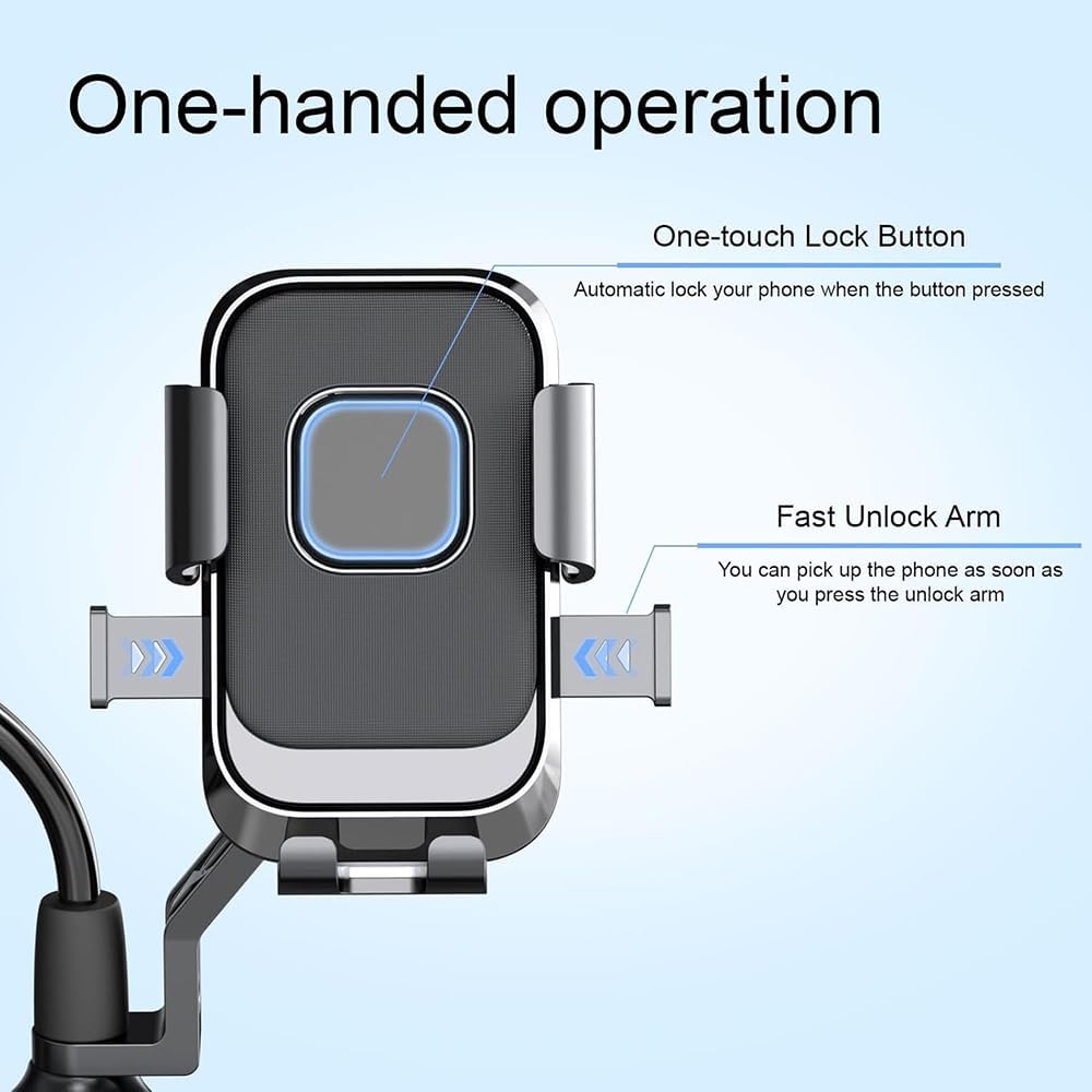 Glangeh Bike Mobile Stand | Universal Handlebar/Mirror Mount Phone Holder for Bikes & Scooters | 360° Rotatable & Shock-Absorbent Clamp | Fits 4.7″-7.2″ Smartphones (Black) — Amazon image 6