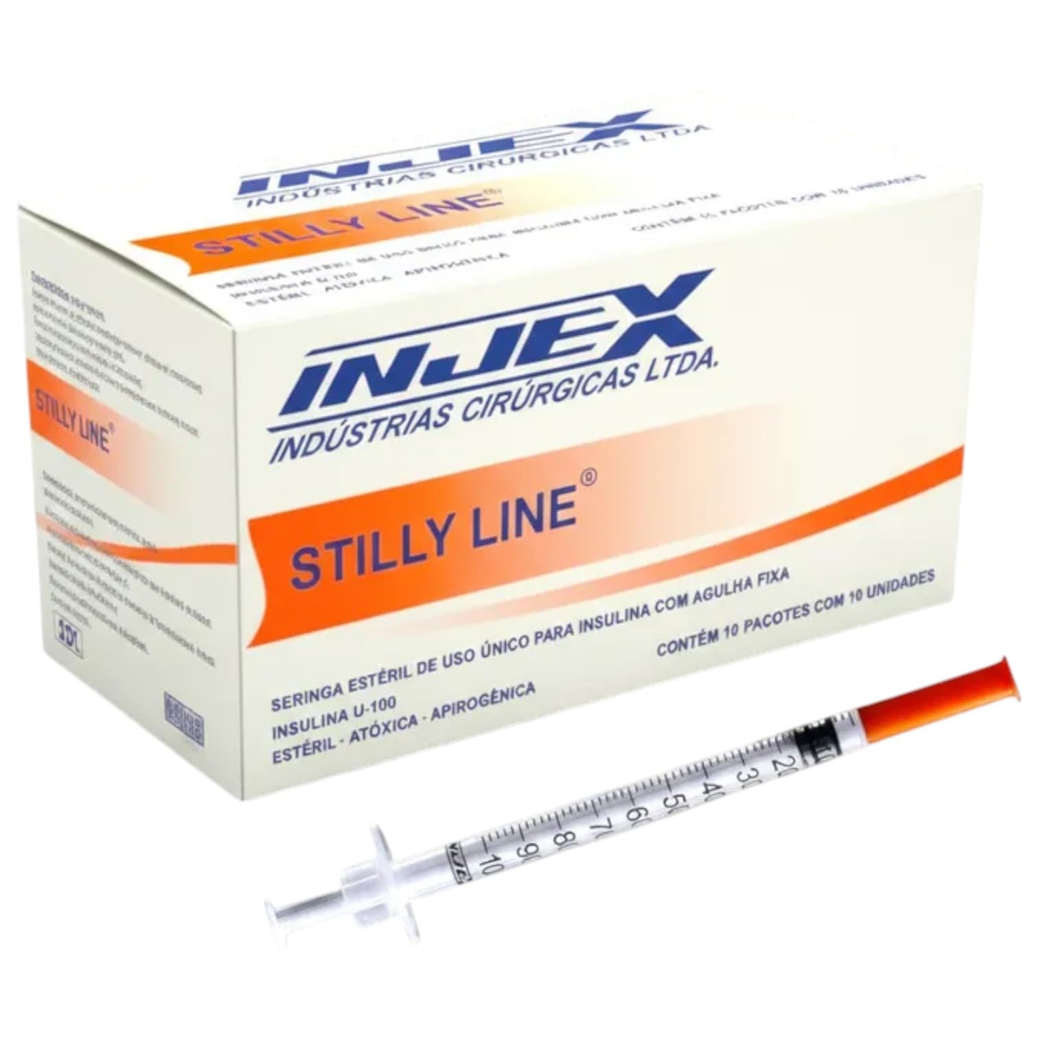 Seringa Insulina 1ml C/ Ag Fixa 8x0,30mm Injex - Cx 100un : Amazon