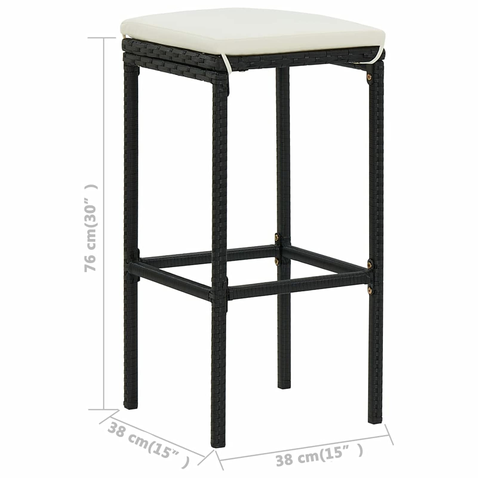 Tidyard Set da Bar da Giardino in Polyrattan Nero/Marrone/Grigio, Tavolo e Sedie Alti per Esterno