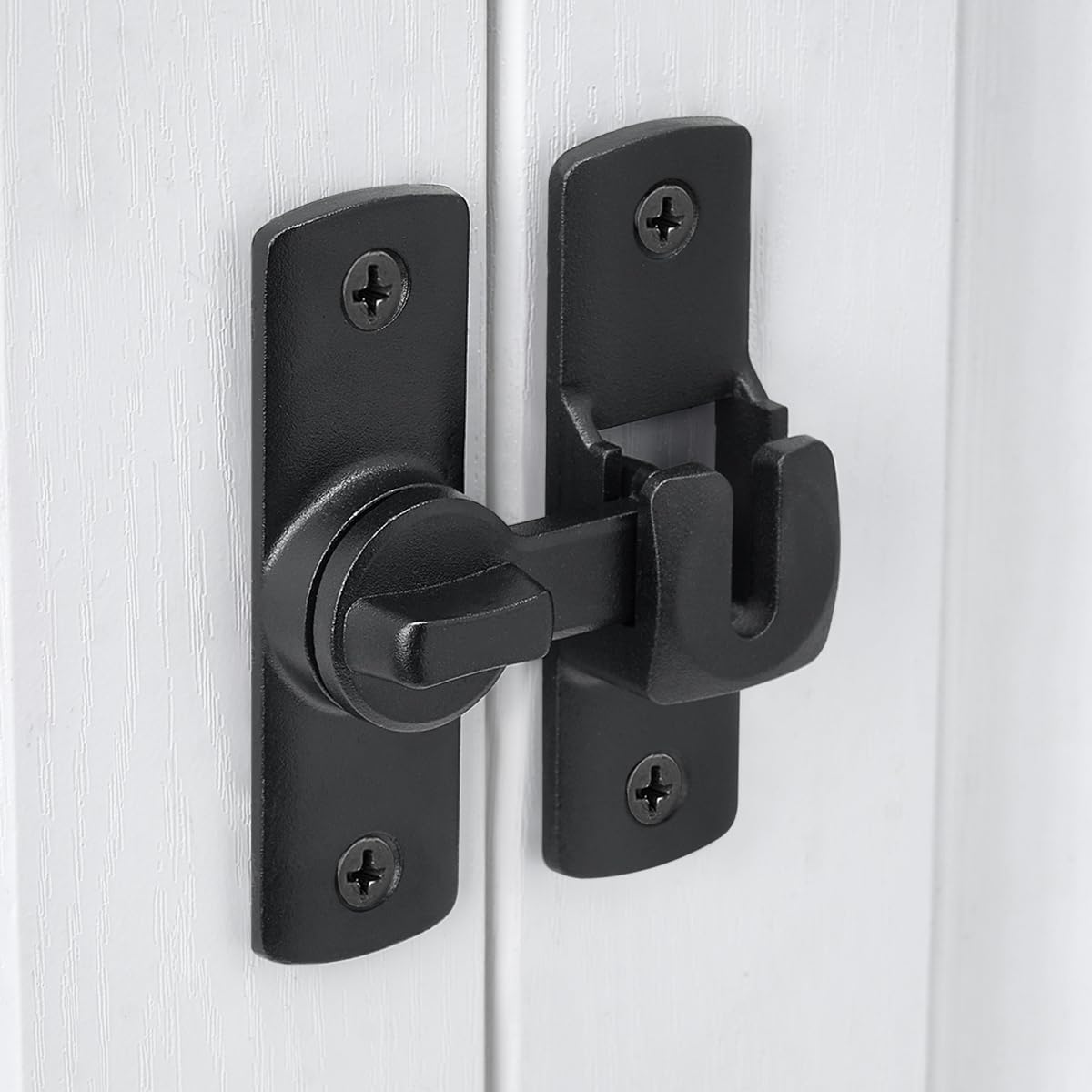 INIRET Black Barn Door Latches,90/180 Degree Gate Lock,Aluminum Alloy Right Angle Door Lock Latch,Flip Gate Latches Hardware,Door Security Sliding Door Latch Lock fo Cabinets,Barn Door,Bathroom - Image 4