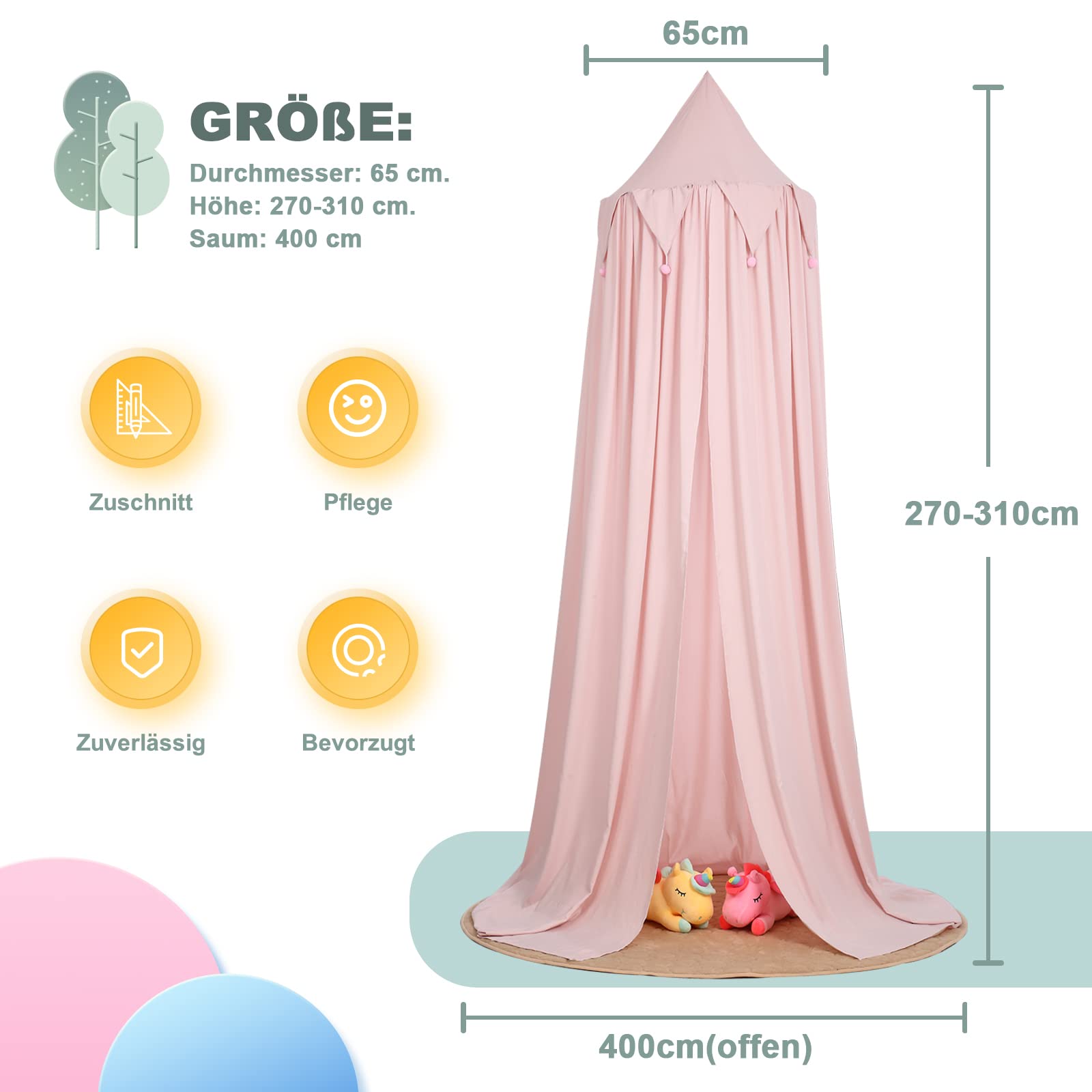 Baldacchino per Letto | Baldacchino per Lettino | Idea Regalo per Piccole Principesse | Accessori per Spazio Relax, Progetti di Cameretta, Rifugio per Avventure, Una Tana (Rosa)