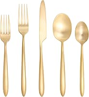 Vista 1 de Fortessa Velo - Juego de cubiertos cepillados, 20 piezas, oro cepillado