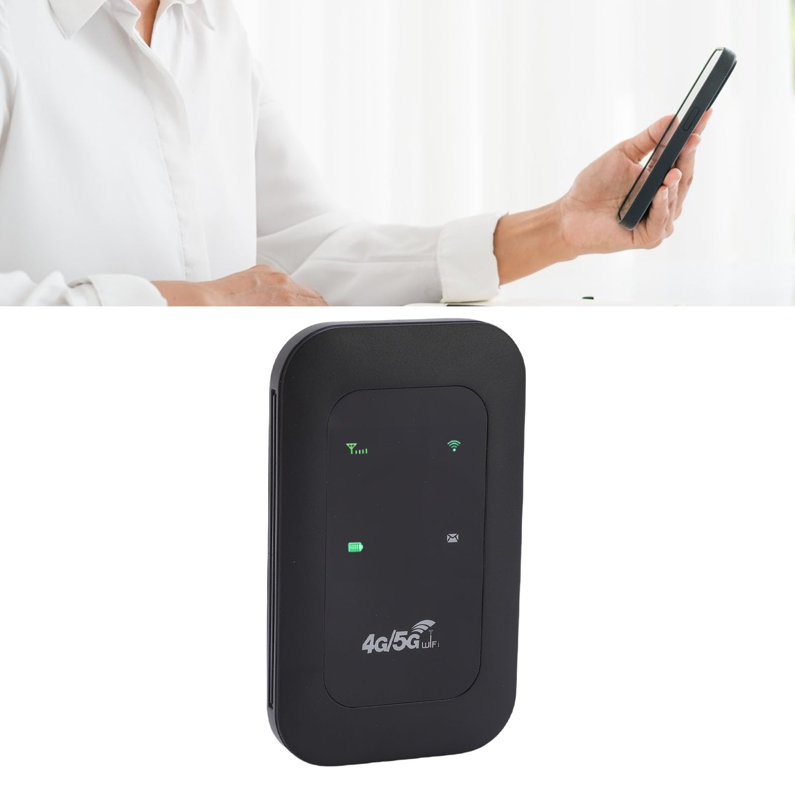 Denash Hotspot WiFi Portatile 4G/5G, Router Mobile da Viaggio con velocità di 300 Mbps, Display a LED a Colori e Slot SIM per 10 Dispositivi