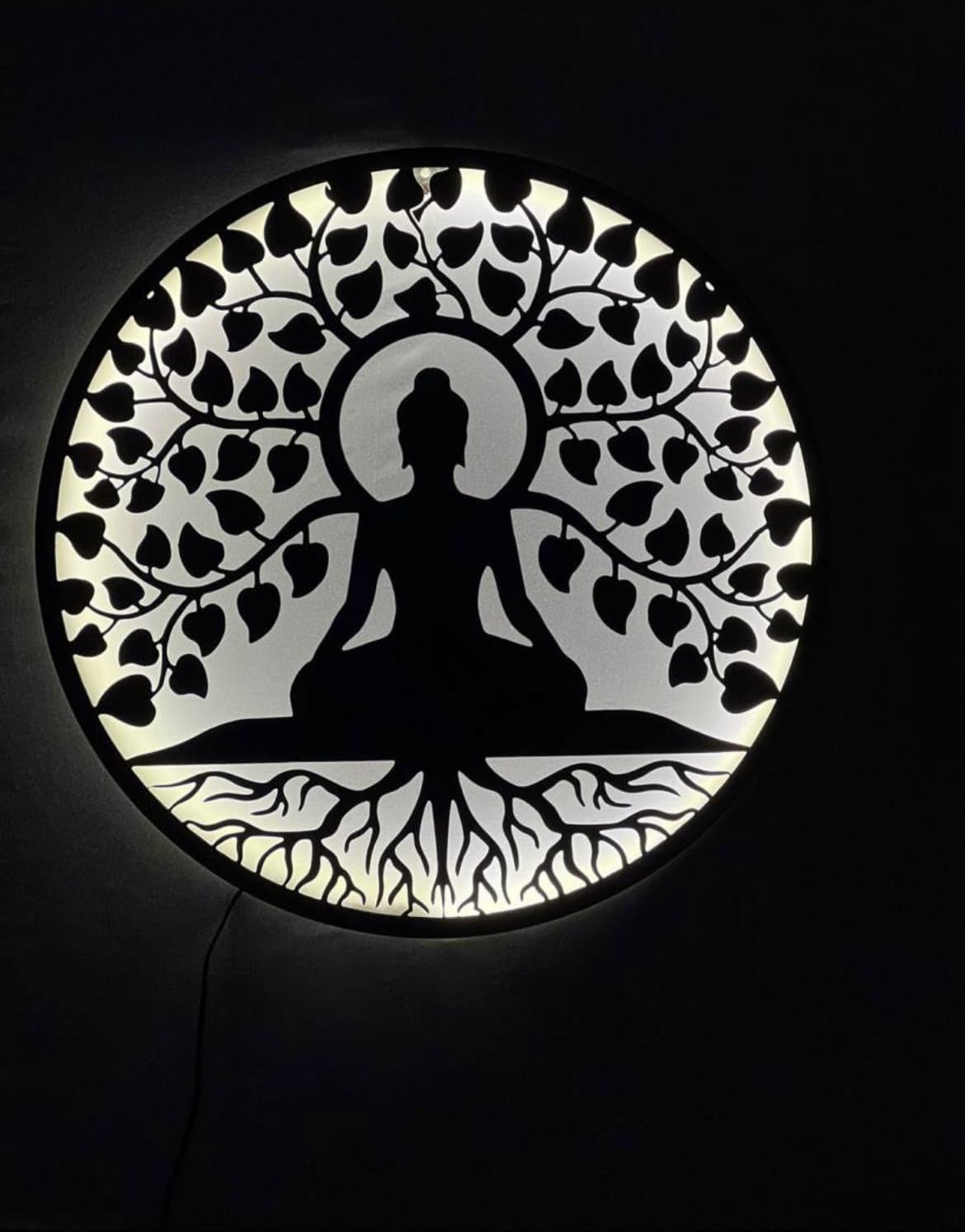 Lavish Home Decore Buddha Metal Wall Art Backlit Buddha Metal 3D Wall Art 24 IN Wall Hanging with Led Backlight Decorative Showpiece - 60 cm (Gold) 1