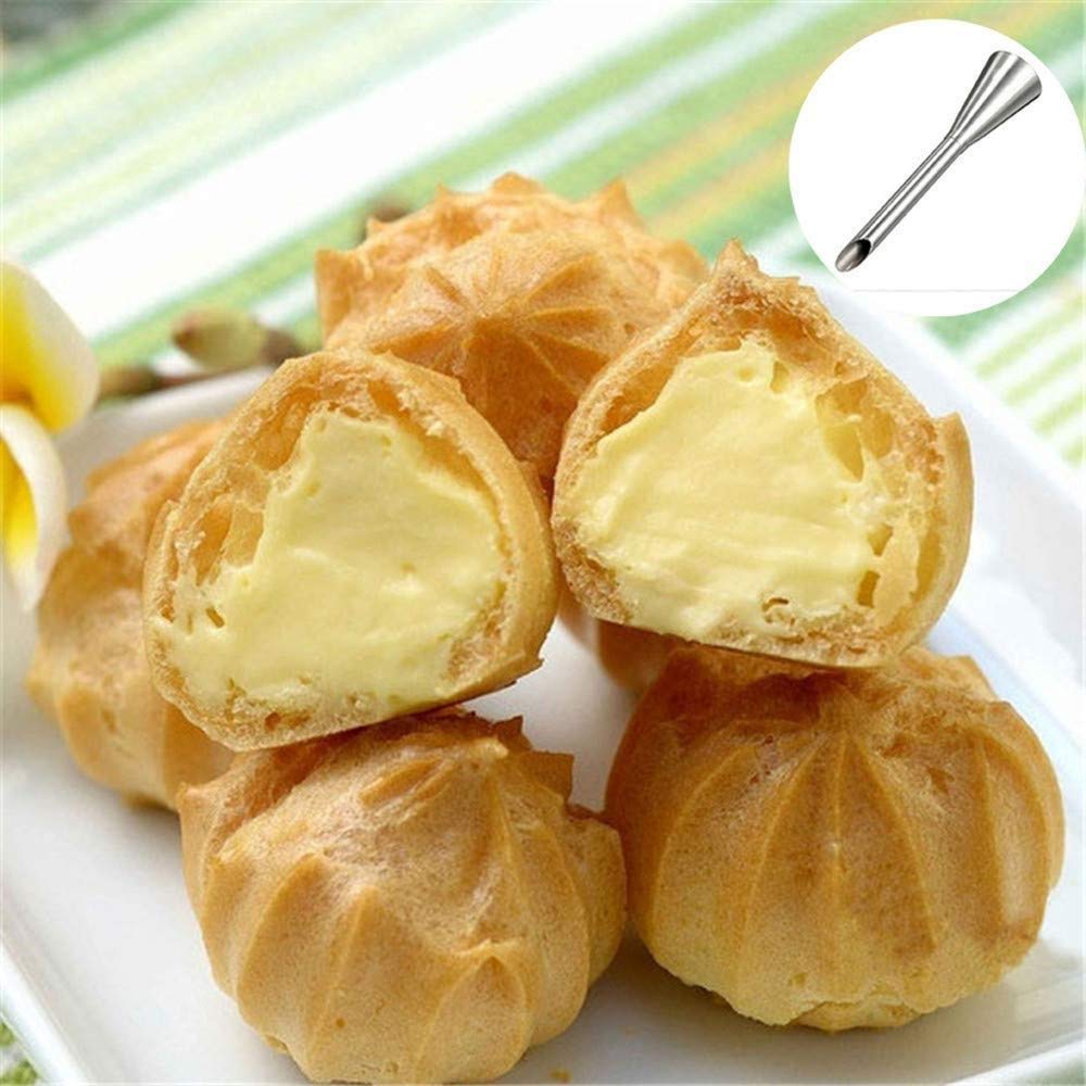 Cream Icing Piping Nozzle Tip Stainless Steel Nozzle Cream Puff Decor Small Pastry Icing Piping Tool Baking Sugar Craft Decorating Squeeze Flower Mouth Tools, 4pcs