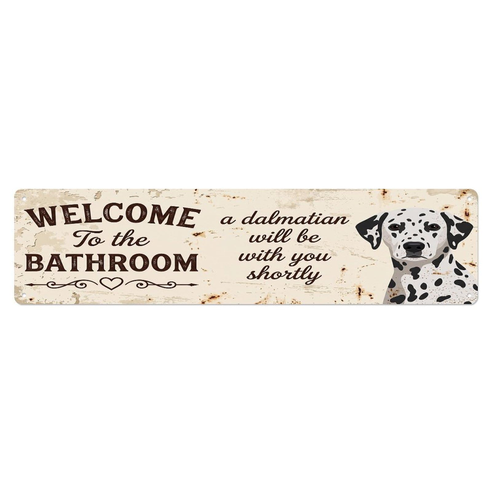 Vintage WELCOME To The BATHROOM Dalmatian Metal Tin Sign