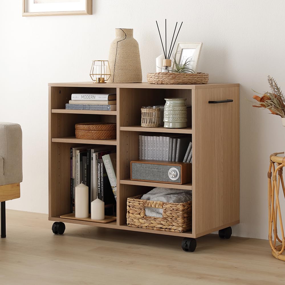 Amazon｜RASIK 収納ラック キャスター付き 本棚 奥行39cm ナチュラル