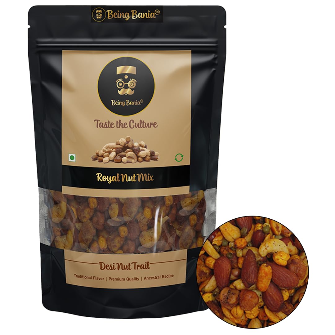 Royal NutMix | No Palmolein Oil | Party Mix Namkeen, Desi Trail Mix with Cashews, Almonds, Peanuts, Chickpeas, Green Gram Mix | Premium Namkeen Chakna | 280g