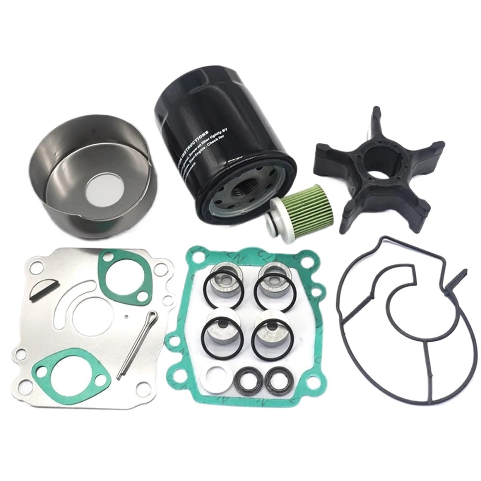 Adatto for Kit Pompa Suzu-Ki DF100A DF115A DF140A 2013+ 100-140HP | Anodo di zinco, guarnizione, filtro, for kit pompa Su-zuki 2013+100-140HP