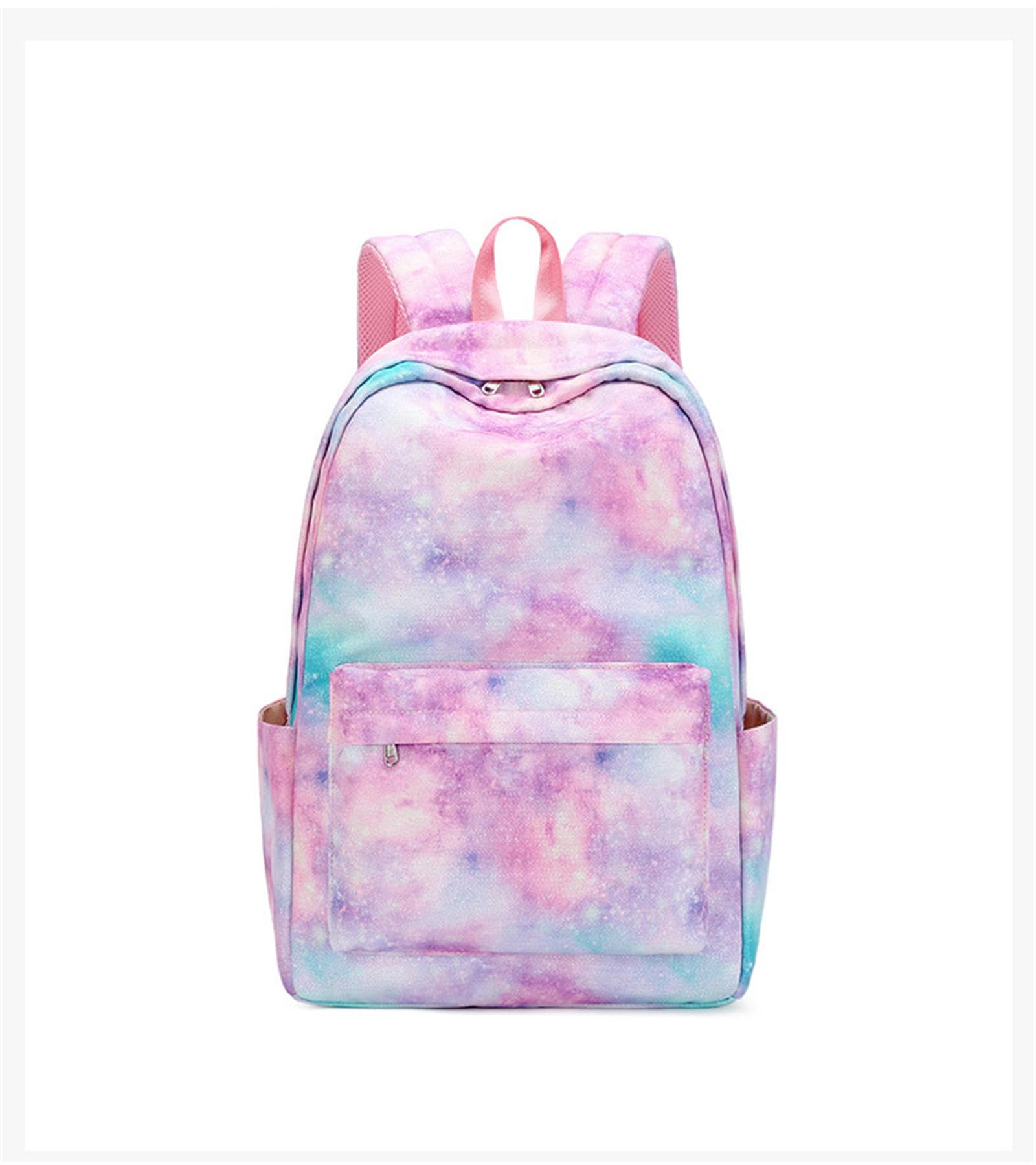 Zaino Zaino Tre Pezzi Set per Ragazze con Stampa Graffiti Cielo Stellato, Zaino Studente della Scuola Elementare, Zaino Leggero-Viola Splendente