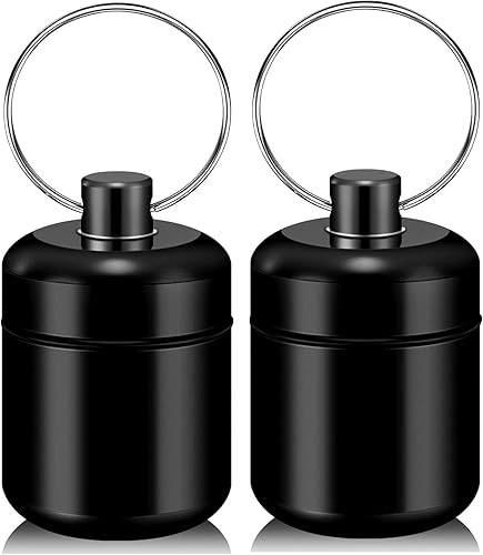 Llavero para pastillas, pequeño pastillero, impermeable, organizador portátil para pastilleros (negro, 2 unidades)
