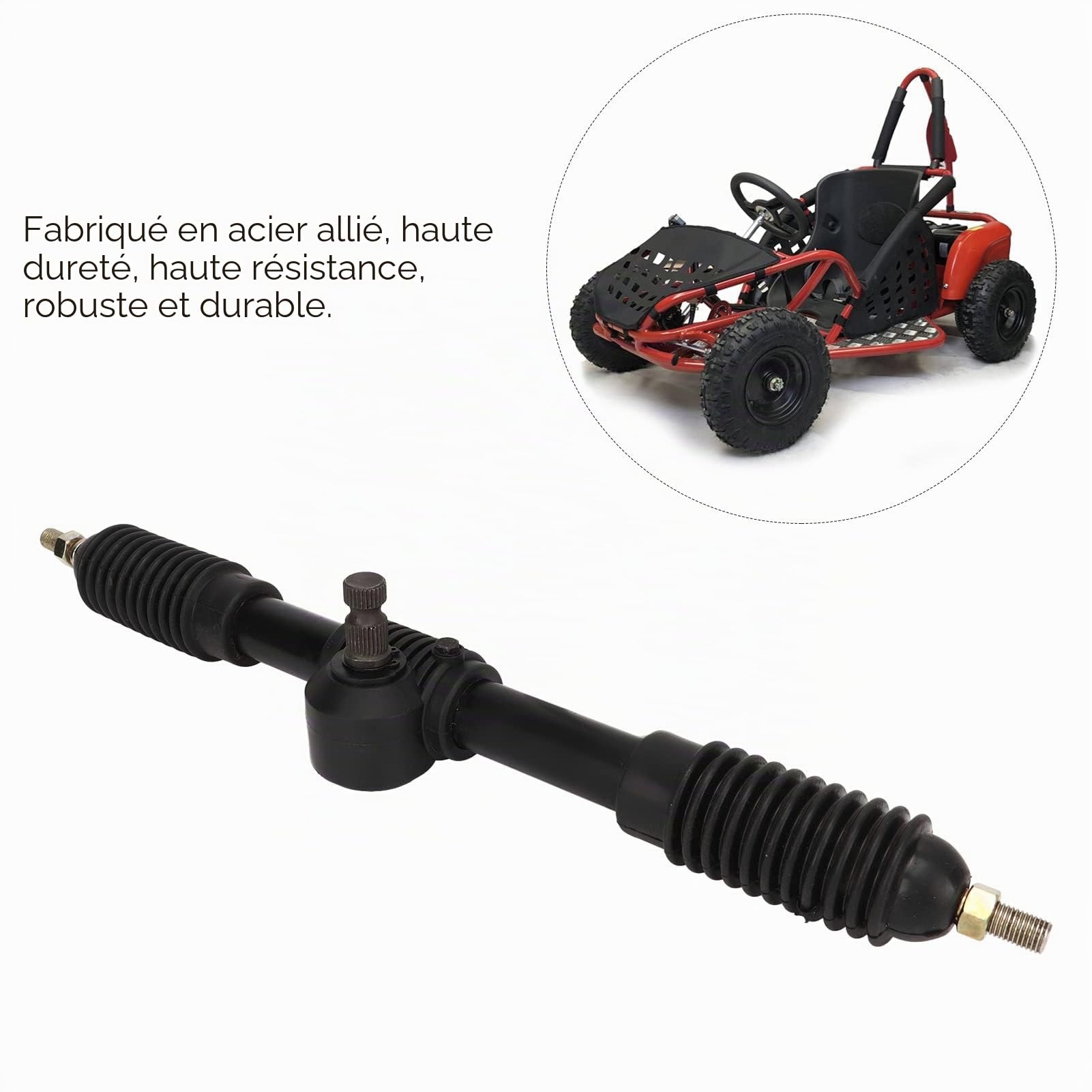 430mm 30T Arbre Crémaillère de Direction Assistée Arbre de Direction assistée en Alliage d'acier de Remplacement Poli pour Go Kart Karting ATV UTV Moto Karting kit de boîte de Vitesses