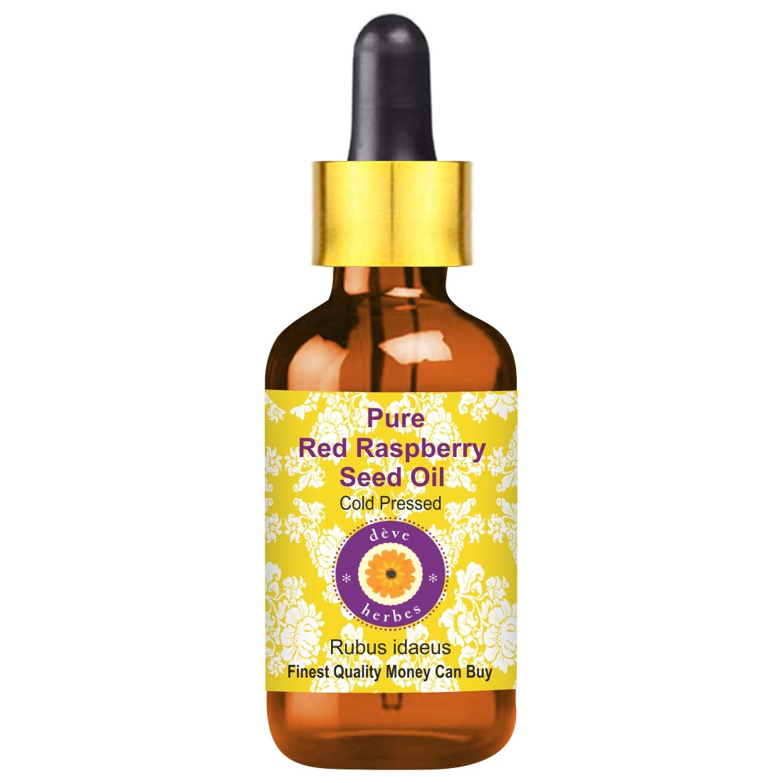 Deve Herbes Pure Red Raspberry Seed Oil (Rubus idaeus) with Glass Dropper Natural Therapeutic Grade Cold Pressed 50ml