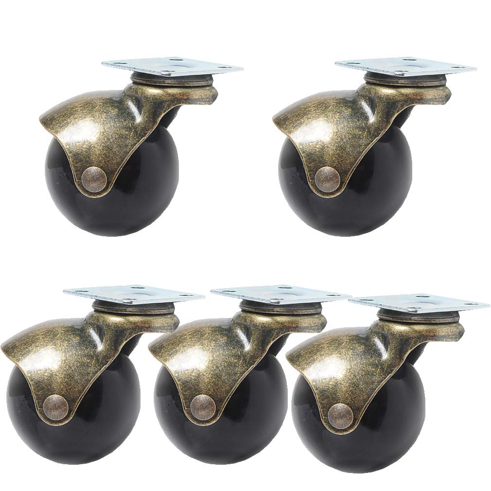 YUZGUHEY 2 Inch 50mm Antique Furniture Ball Casters, Oil Rubbed Bronze Swivel Wheels with for Sofa Chair Coffee Table(5pcs)