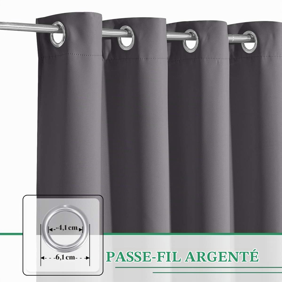 StangH Rideaux d'extérieur Extra Larges – Rideaux de terrasse imperméables occultants Thermiques à œillets pour Porte coulissante Avant, 1 Panneau, Gris, Largeur 100 cm x Longueur 213,4 cm