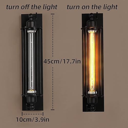 Miniatura 6 de Lámpara de pared rústica, aplique de pared industrial vintage para interiores, aplique de pared rectangular de hierro forjado retro, aplique de